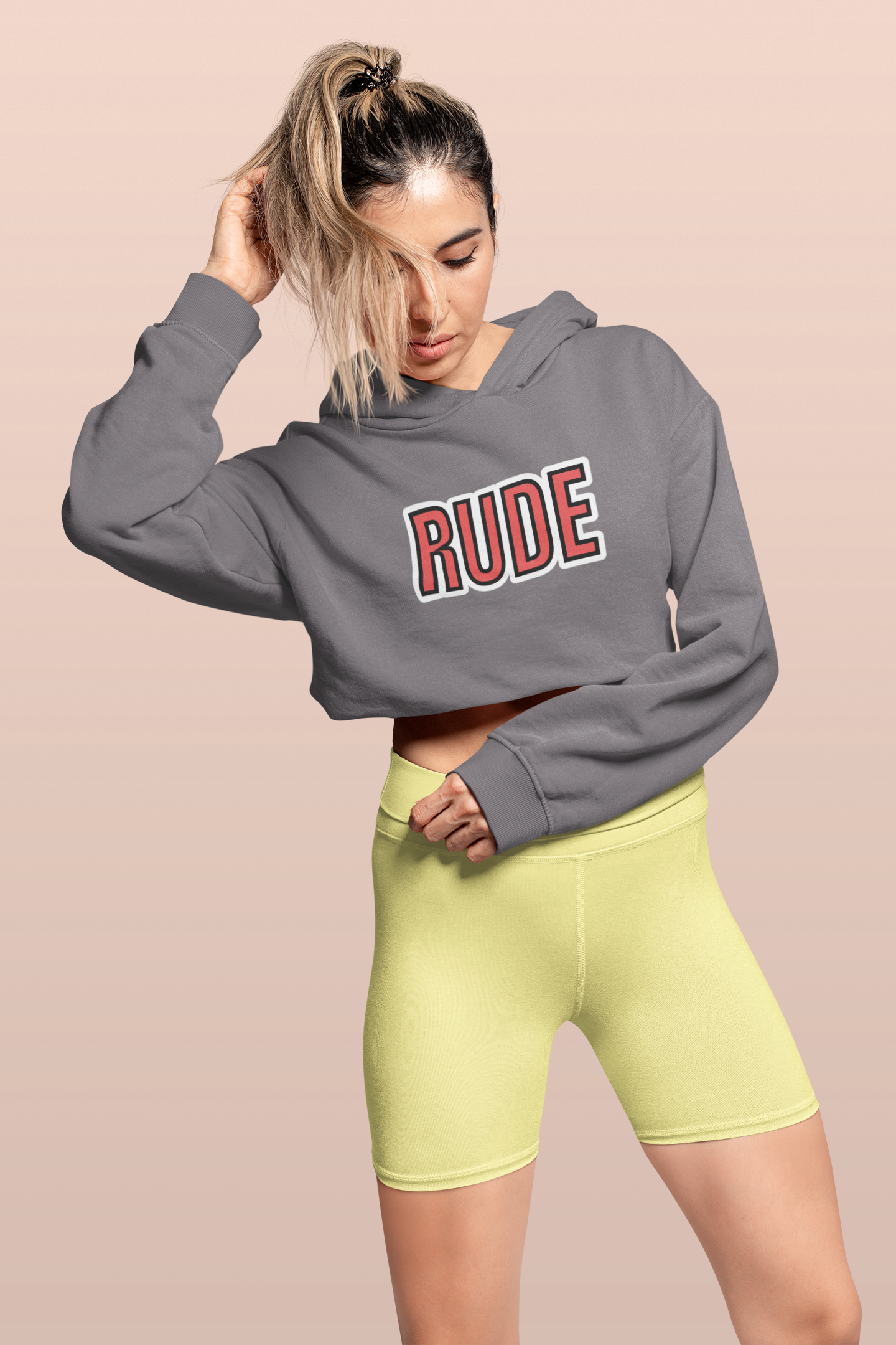 Cropped Hoodie Standard lovey Crop/Hood Dim Gray  Sport female front posing