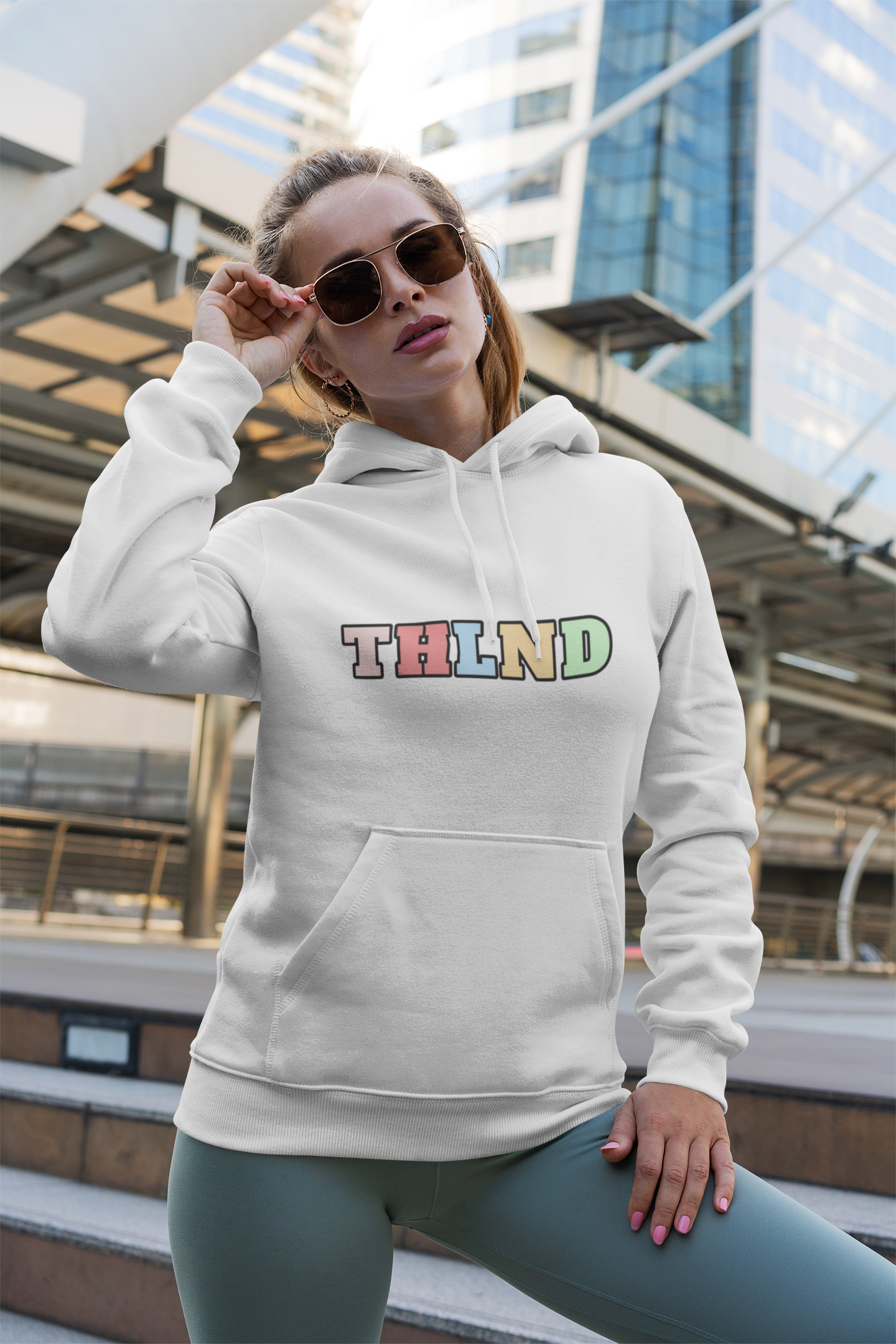 Best hoodies classic hood collection female with glasses front posing 