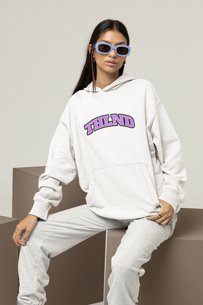 Cute Hoodies white color female sitting down posing front reference 