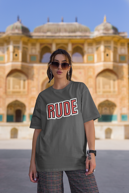 Oversized t-shirt Standard Tee shadow grey  female front posing