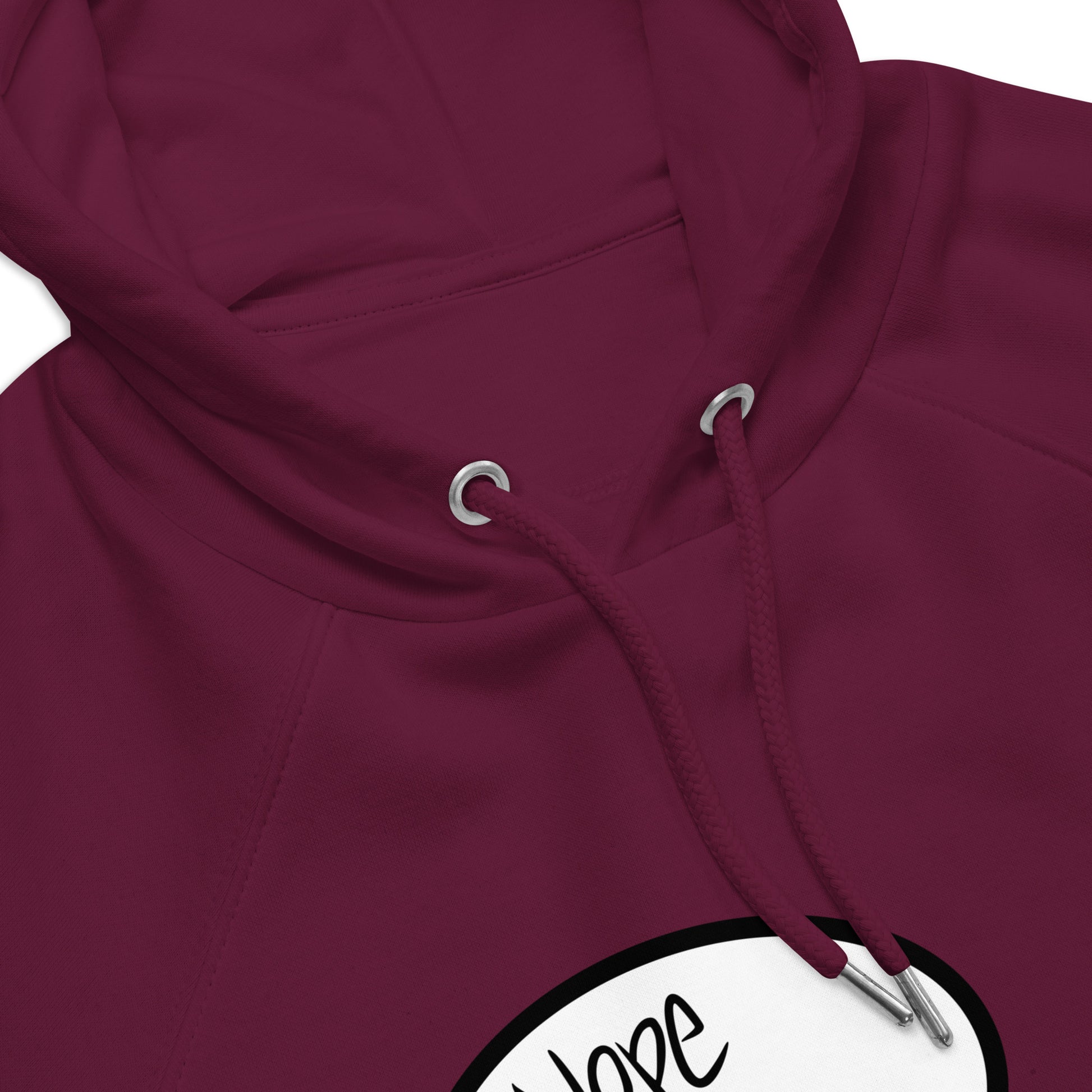 Cute Hoodies burgundy iconic hood close up